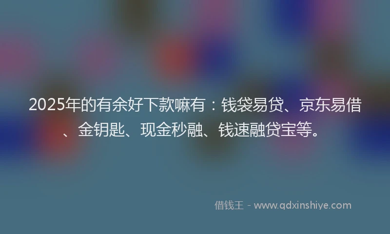 2025年的有余好下款嘛有：钱袋易贷、京东易借、金钥匙、现金秒融、钱速融贷宝等。