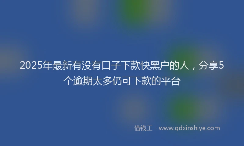 2025年最新有没有口子下款快黑户的人，分享5个逾期太多仍可下款的平台
