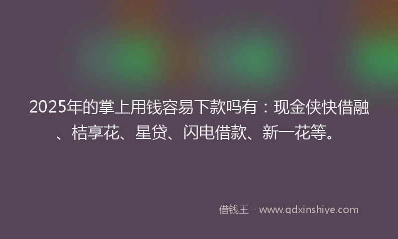 2025年的掌上用钱容易下款吗有：现金侠快借融、桔享花、星贷、闪电借款、新一花等。
