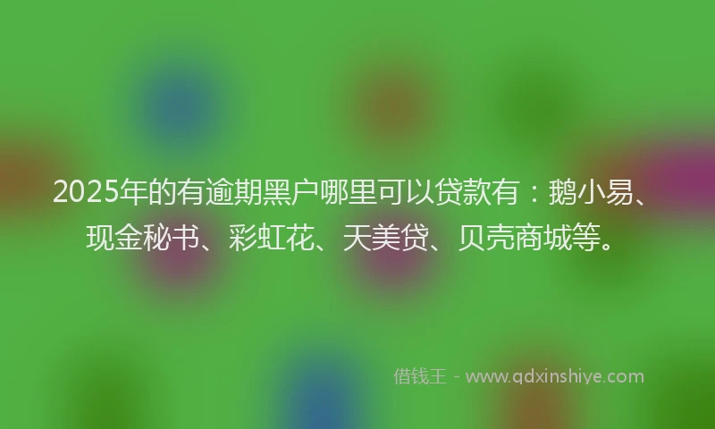 2025年的有逾期黑户哪里可以贷款有：鹅小易、现金秘书、彩虹花、天美贷、贝壳商城等。