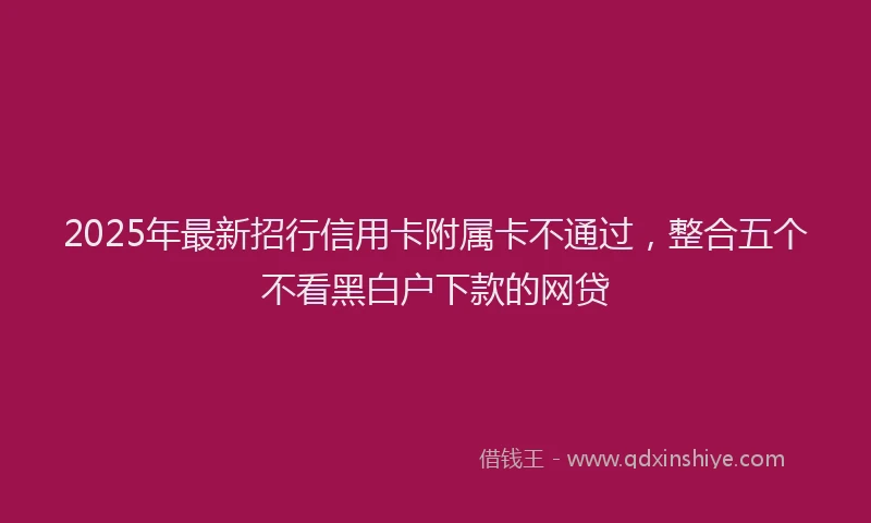 2025年最新招行信用卡附属卡不通过，整合五个不看黑白户下款的网贷