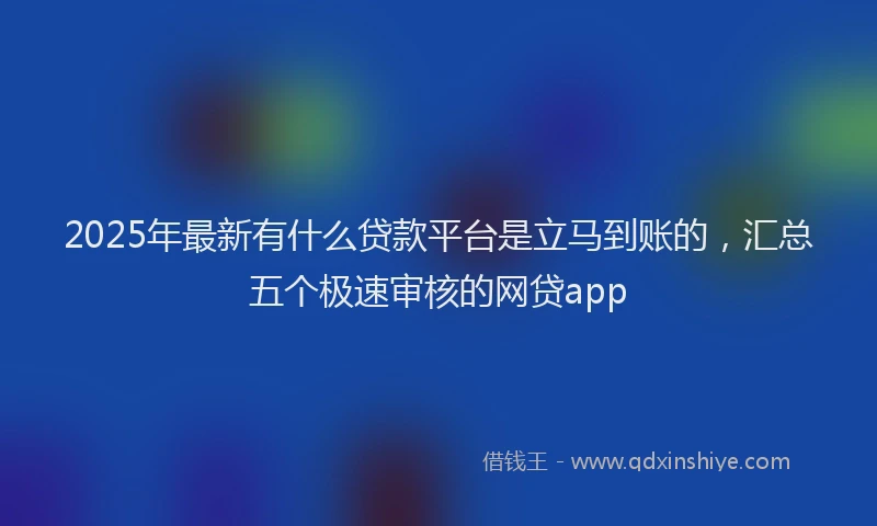 2025年最新有什么贷款平台是立马到账的，汇总五个极速审核的网贷app