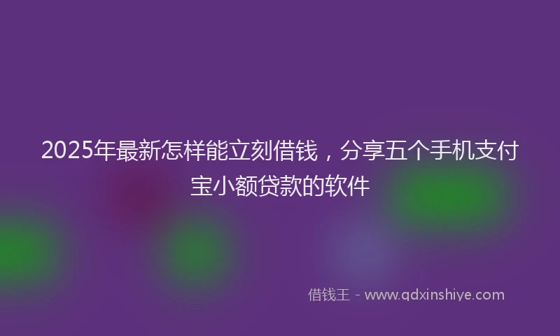 2025年最新怎样能立刻借钱，分享五个手机支付宝小额贷款的软件