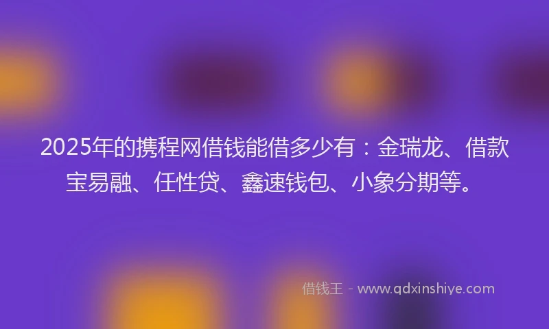 2025年的携程网借钱能借多少有：金瑞龙、借款宝易融、任性贷、鑫速钱包、小象分期等。