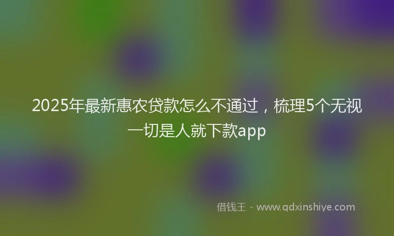 2025年最新惠农贷款怎么不通过，梳理5个无视一切是人就下款app