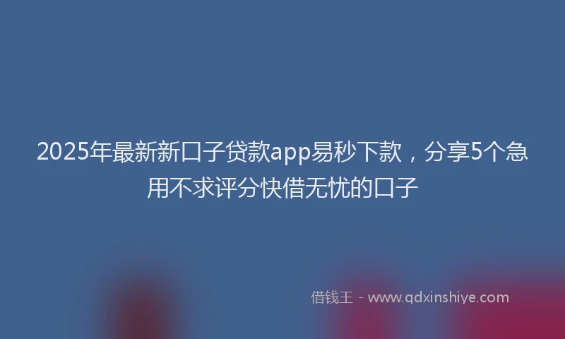 2025年最新新口子贷款app易秒下款，分享5个急用不求评分快借无忧的口子