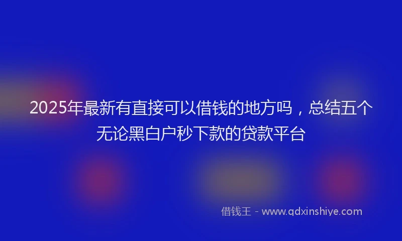2025年最新有直接可以借钱的地方吗，总结五个无论黑白户秒下款的贷款平台