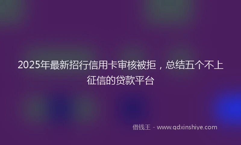 2025年最新招行信用卡审核被拒，总结五个不上征信的贷款平台