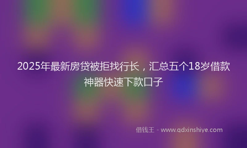 2025年最新房贷被拒找行长，汇总五个18岁借款神器快速下款口子