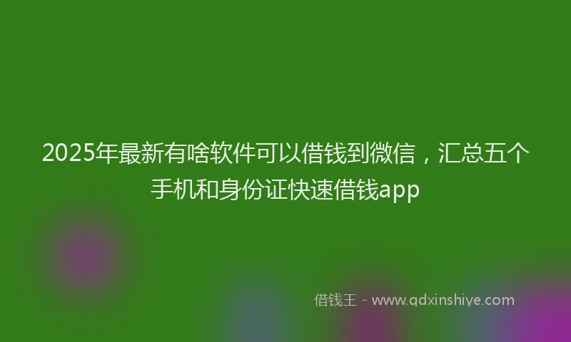 2025年最新有啥软件可以借钱到微信，汇总五个手机和身份证快速借钱app