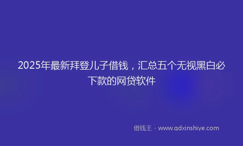 2025年最新拜登儿子借钱，汇总五个无视黑白必下款的网贷软件
