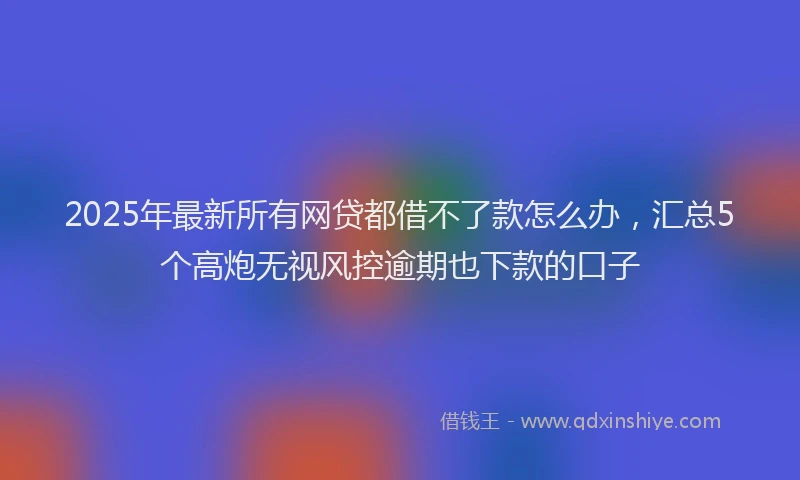 2025年最新所有网贷都借不了款怎么办，汇总5个高炮无视风控逾期也下款的口子