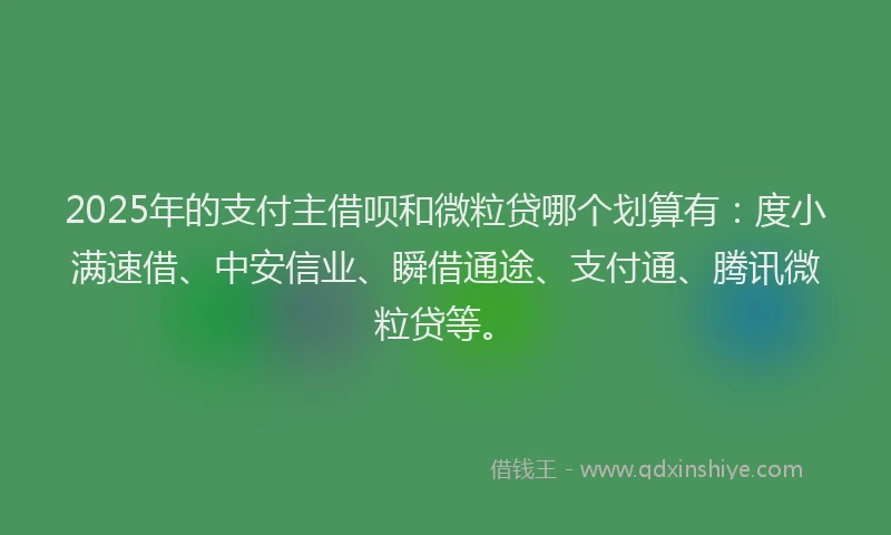 2025年的支付主借呗和微粒贷哪个划算有：度小满速借、中安信业、瞬借通途、支付通、腾讯微粒贷等。