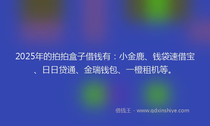 2025年的拍拍盒子借钱有：小金鹿、钱袋速借宝、日日贷通、金瑞钱包、一橙租机等。