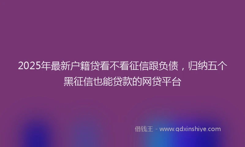 2025年最新户籍贷看不看征信跟负债，归纳五个黑征信也能贷款的网贷平台