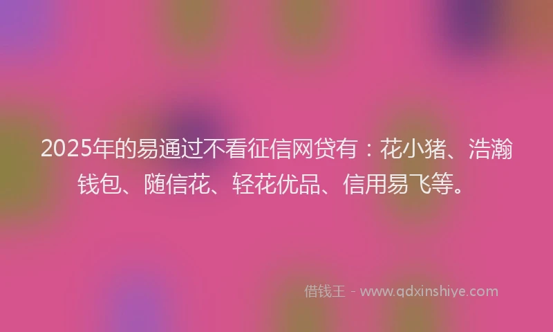 2025年的易通过不看征信网贷有：花小猪、浩瀚钱包、随信花、轻花优品、信用易飞等。