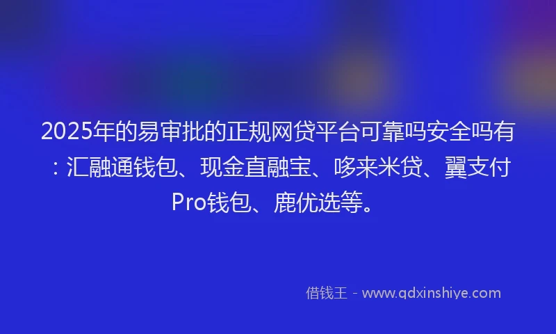 2025年的易审批的正规网贷平台可靠吗安全吗有：汇融通钱包、现金直融宝、哆来米贷、翼支付Pro钱包、鹿优选等。
