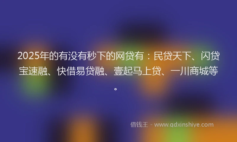 2025年的有没有秒下的网贷有：民贷天下、闪贷宝速融、快借易贷融、壹起马上贷、一川商城等。