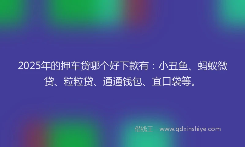 2025年的押车贷哪个好下款有：小丑鱼、蚂蚁微贷、粒粒贷、通通钱包、宜口袋等。