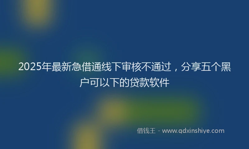2025年最新急借通线下审核不通过，分享五个黑户可以下的贷款软件