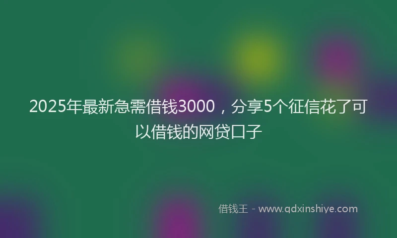2025年最新急需借钱3000，分享5个征信花了可以借钱的网贷口子