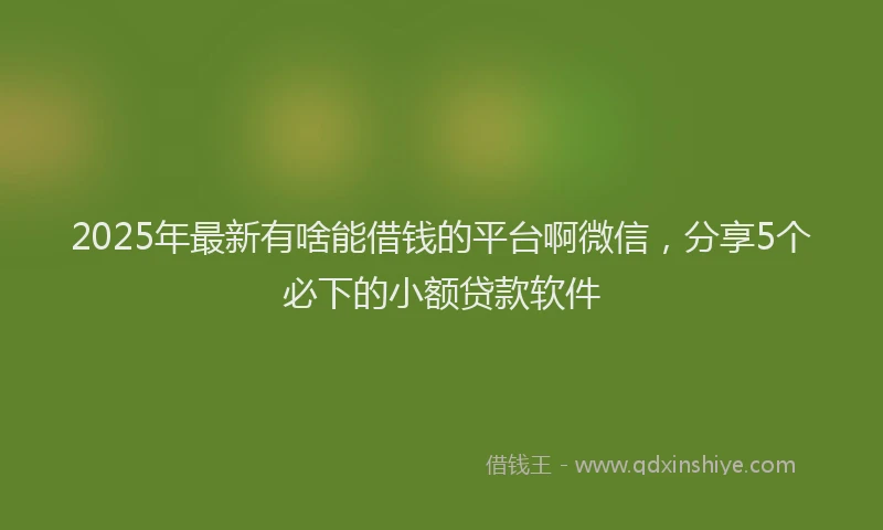 2025年最新有啥能借钱的平台啊微信，分享5个必下的小额贷款软件