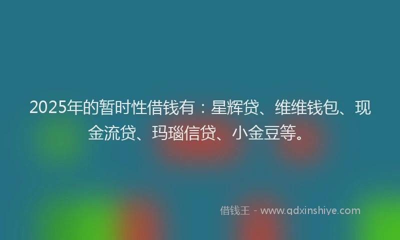 2025年的暂时性借钱有：星辉贷、维维钱包、现金流贷、玛瑙信贷、小金豆等。
