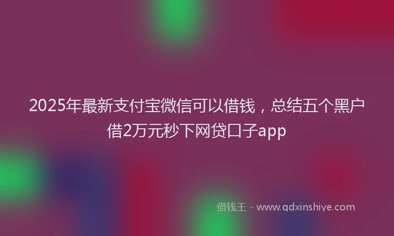 2025年最新支付宝微信可以借钱，总结五个黑户借2万元秒下网贷口子app