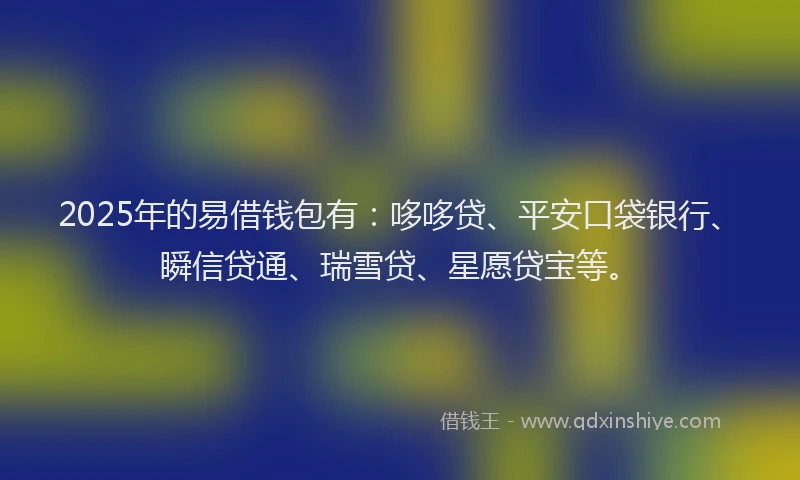 2025年的易借钱包有：哆哆贷、平安口袋银行、瞬信贷通、瑞雪贷、星愿贷宝等。