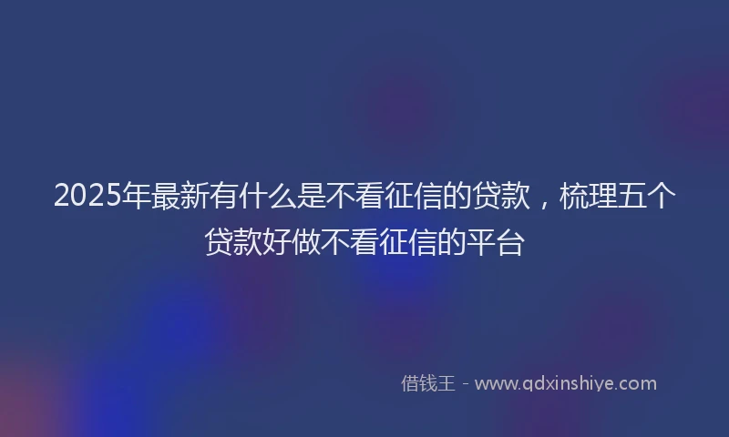 2025年最新有什么是不看征信的贷款，梳理五个贷款好做不看征信的平台
