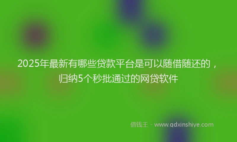 2025年最新有哪些贷款平台是可以随借随还的，归纳5个秒批通过的网贷软件