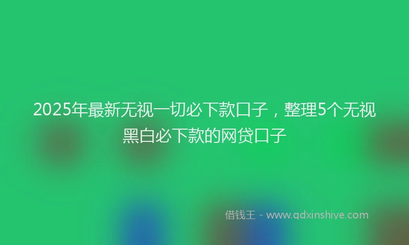 2025年最新无视一切必下款口子，整理5个无视黑白必下款的网贷口子