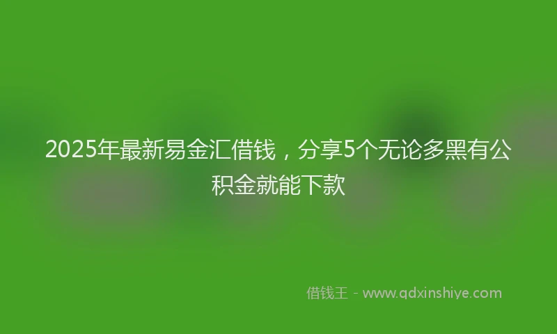 2025年最新易金汇借钱，分享5个无论多黑有公积金就能下款