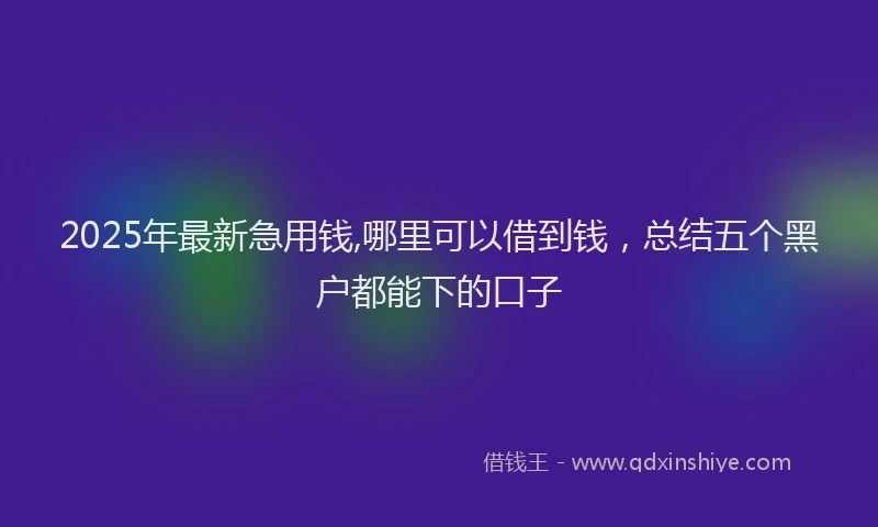 2025年最新急用钱,哪里可以借到钱，总结五个黑户都能下的口子