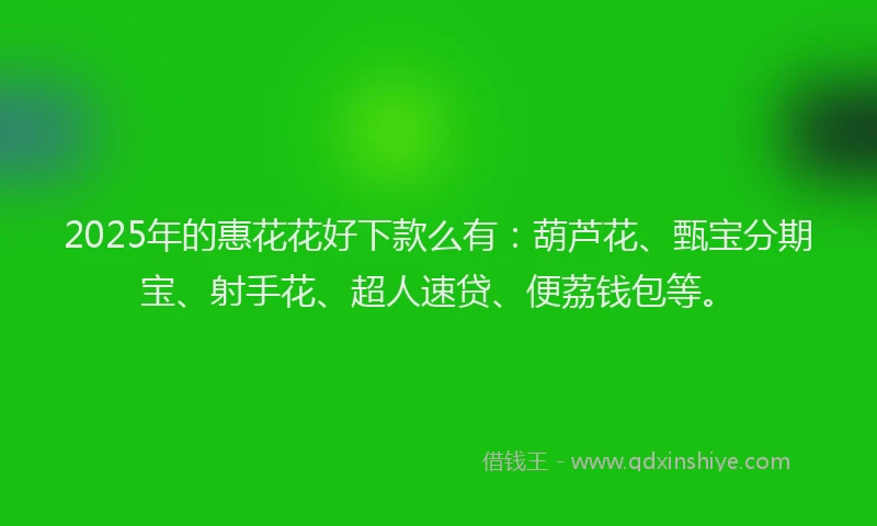 2025年的惠花花好下款么有：葫芦花、甄宝分期宝、射手花、超人速贷、便荔钱包等。