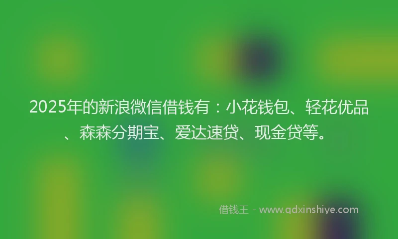 2025年的新浪微信借钱有：小花钱包、轻花优品、森森分期宝、爱达速贷、现金贷等。