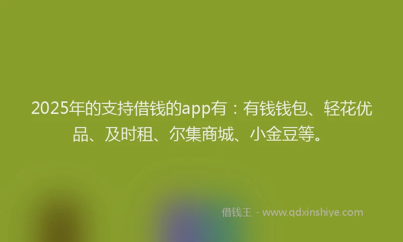 2025年的支持借钱的app有：有钱钱包、轻花优品、及时租、尔集商城、小金豆等。