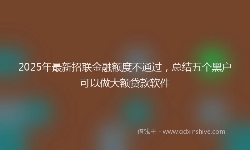 2025年最新招联金融额度不通过，总结五个黑户可以做大额贷款软件