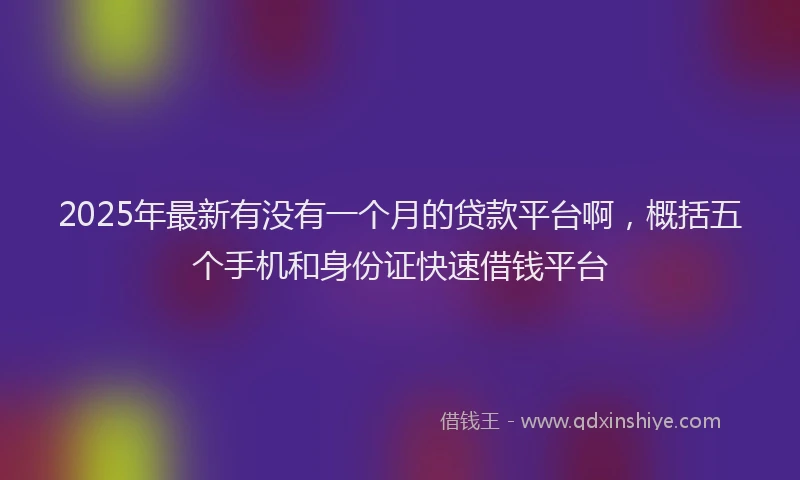2025年最新有没有一个月的贷款平台啊，概括五个手机和身份证快速借钱平台
