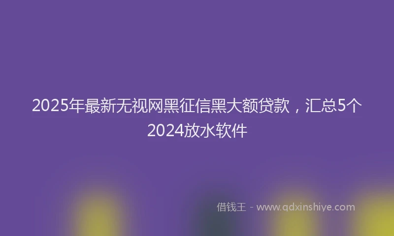 2025年最新无视网黑征信黑大额贷款，汇总5个2024放水软件