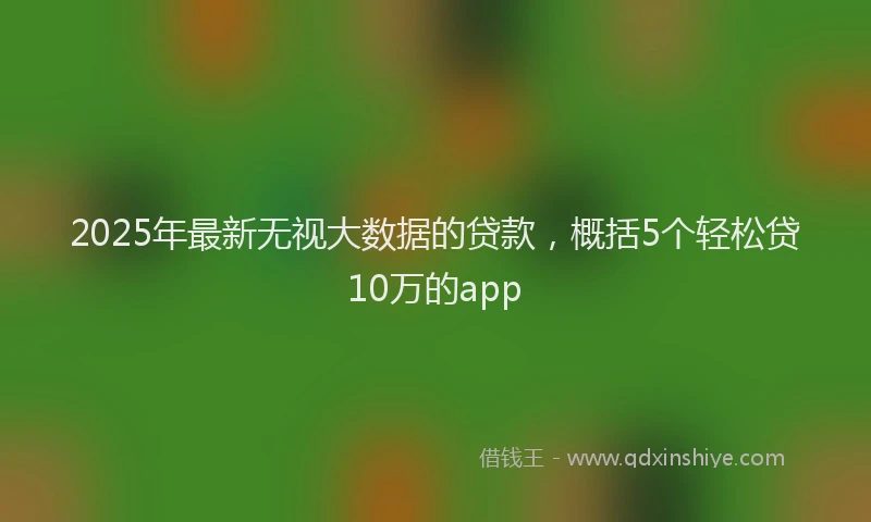 2025年最新无视大数据的贷款，概括5个轻松贷10万的app