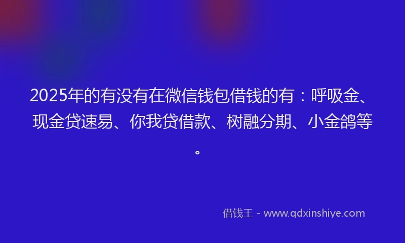 2025年的有没有在微信钱包借钱的有：呼吸金、现金贷速易、你我贷借款、树融分期、小金鸽等。