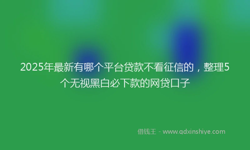 2025年最新有哪个平台贷款不看征信的，整理5个无视黑白必下款的网贷口子