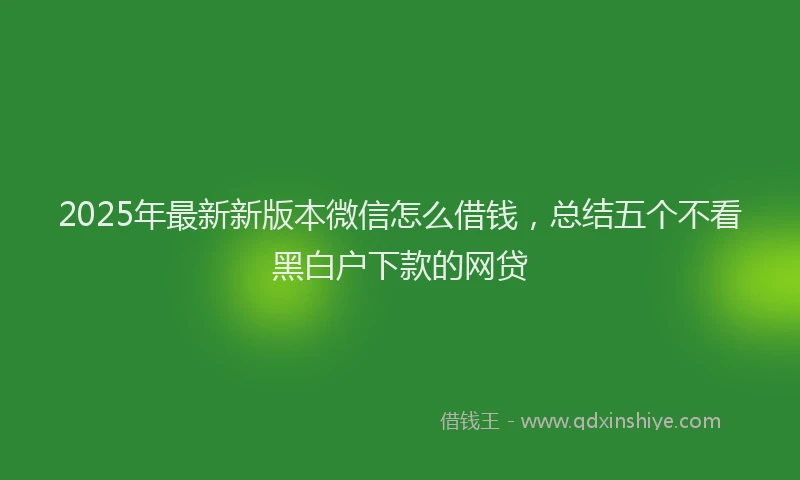2025年最新新版本微信怎么借钱，总结五个不看黑白户下款的网贷