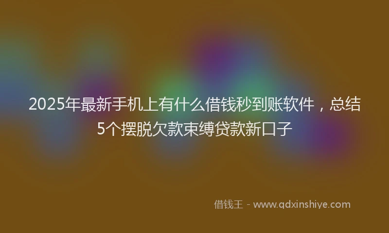 2025年最新手机上有什么借钱秒到账软件，总结5个摆脱欠款束缚贷款新口子