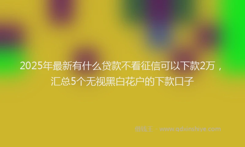 2025年最新有什么贷款不看征信可以下款2万，汇总5个无视黑白花户的下款口子