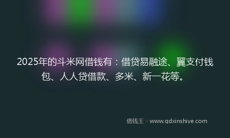 2025年的斗米网借钱有：借贷易融途、翼支付钱包、人人贷借款、多米、新一花等。