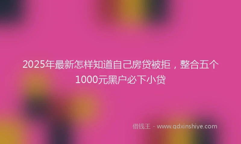 2025年最新怎样知道自己房贷被拒，整合五个1000元黑户必下小贷