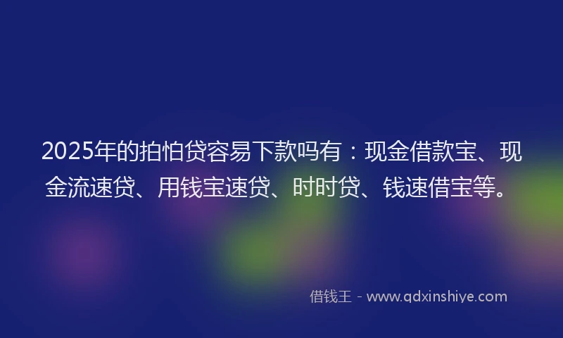 2025年的拍怕贷容易下款吗有：现金借款宝、现金流速贷、用钱宝速贷、时时贷、钱速借宝等。