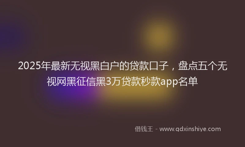 2025年最新无视黑白户的贷款口子，盘点五个无视网黑征信黑3万贷款秒款app名单